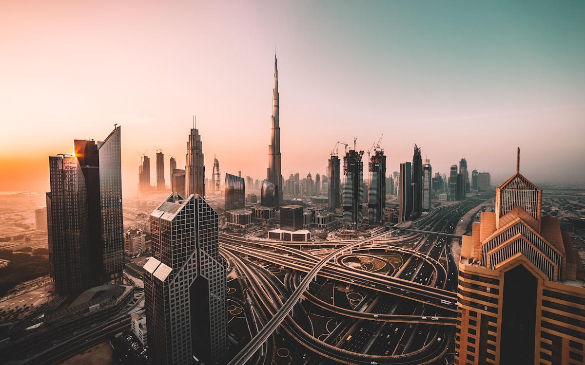 Dubai skyline at twilight