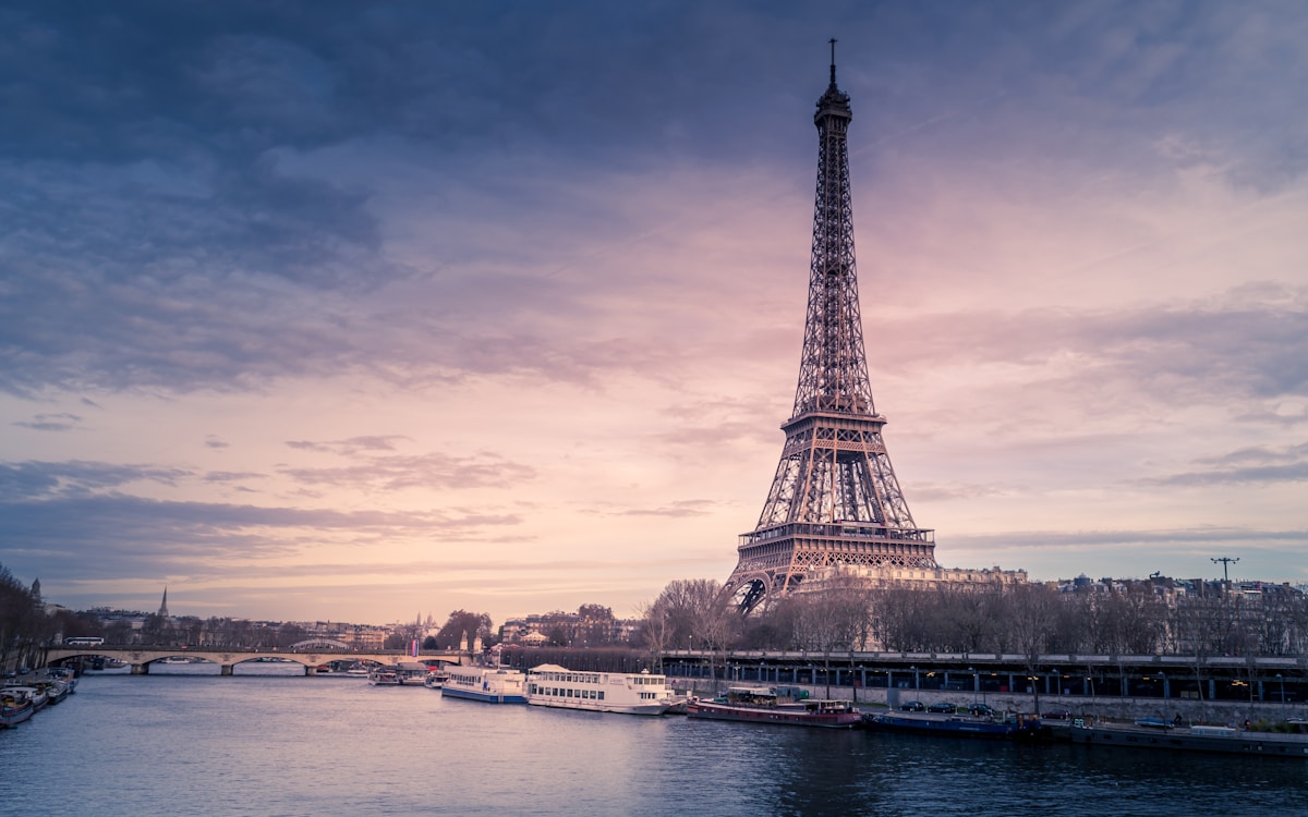 Eiffel Tower illuminated at night