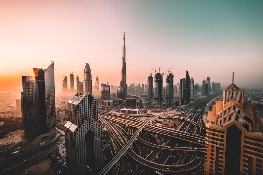 Dubai skyline at twilight